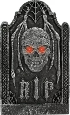 LightUp Evil Tombstone Tall Foam Prop Creepy Glowing Eyes Graveyard