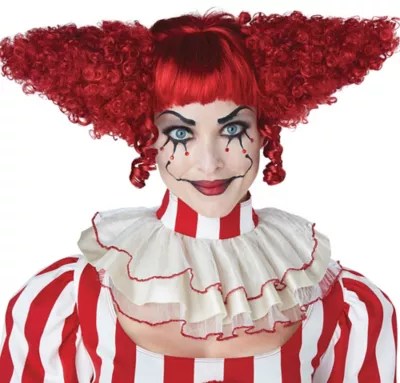 Red Clown Wig with Bangs for Women, Halloween Costume Accessories, One