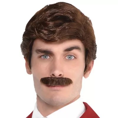 Ron Burgundy Anchorman Adult Wig and Moustache Halloween Costume
