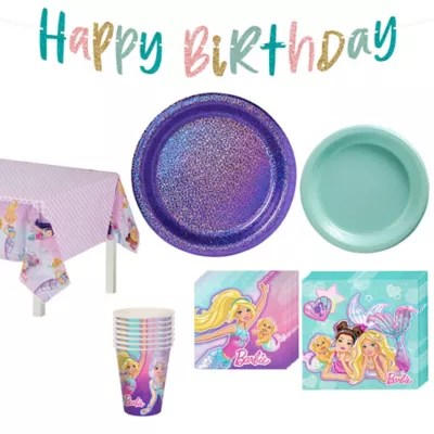 Iridescent Barbie Mermaid Birthday Party Supplies 8 Guests Décor eBay