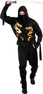 Black Dragon Ninja Halloween Costume for Adults, Standard, with Accessories 809801722261 eBay