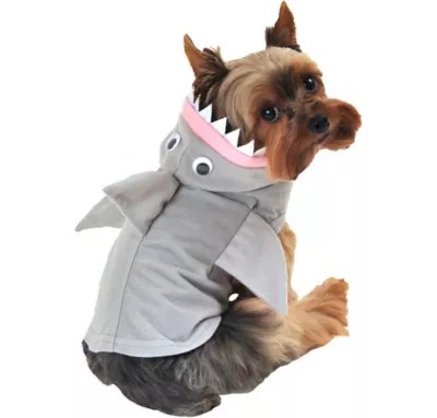 Shark Dog Costume Medium/Large Gray Hoodie Fins Googly Eyes Teeth Ocean