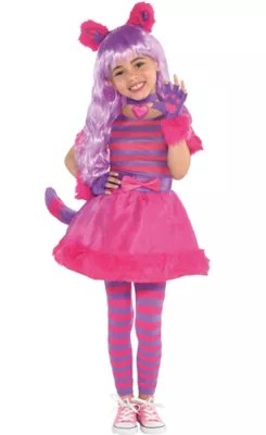 Cheshire Cat Halloween Costume for Toddler Girls, 34T, Includes