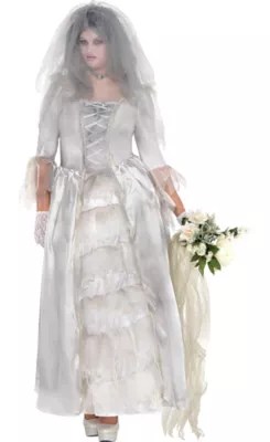 Ghost Bride Halloween Costume for Women, Plus Size, with Accessories