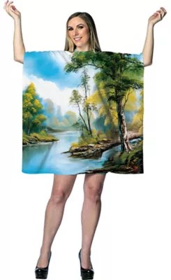 Bob Ross Painting Halloween Dress Costume for Women Standard Canvas