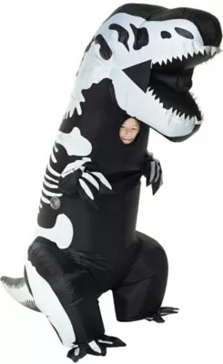 Childrens Kids Inflatable Skeleton T Rex Costume Standard Size Jumpsuit