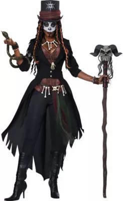 Womens Voodoo Magic Witch Doctor Costume Large Vest Jacket Hat Belt