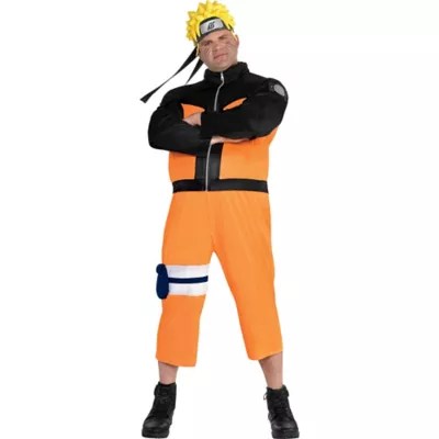 Party City Naruto Costume Adult Plus Size Black Orange Jumpsuit