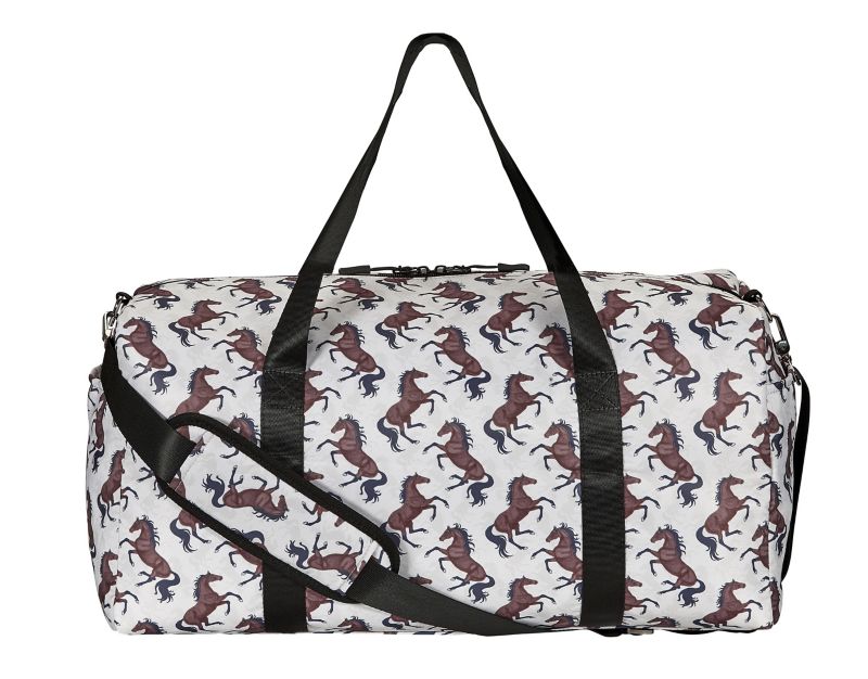 Lila Galloping Bay Horses Duffle Bag