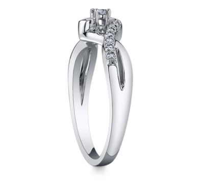 10K White Gold Diamond Promise Ring 1/6 Carat Total Weight