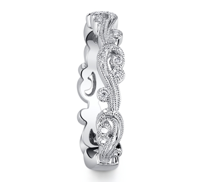 18K White Gold Diamond Wedding Ring 0.05 Cttw