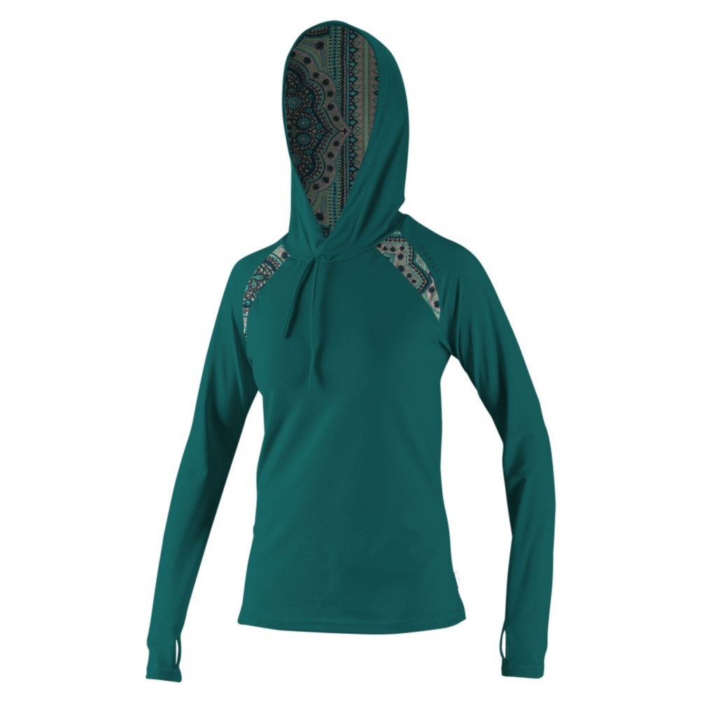 O'Neill Skins Long Sleeve Print Hoodie Womens Rash Guard 2016