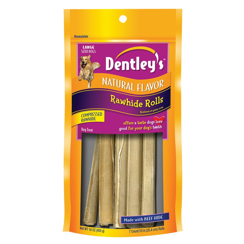 Dentley's Rawhide Rolls Dog Treat size 16 Oz, Beef, Beef Hide Shop