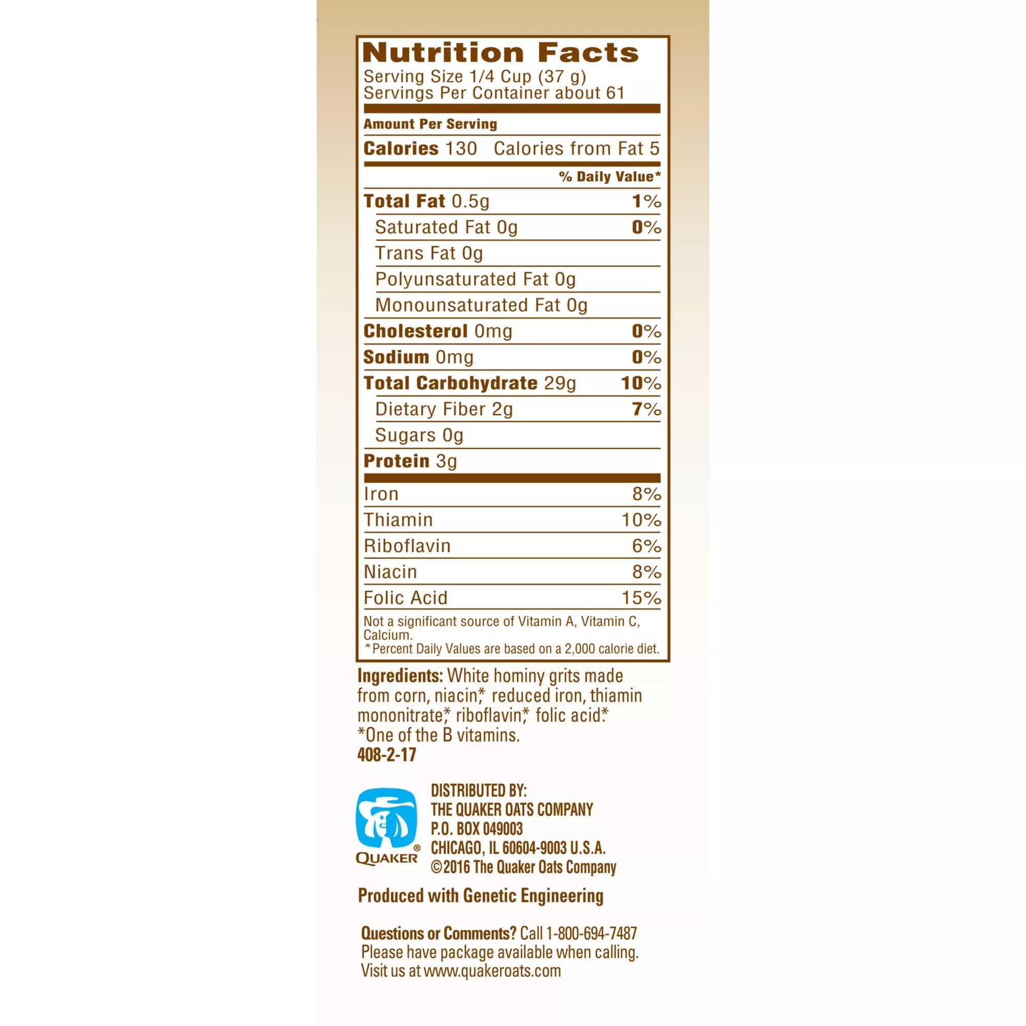 Quaker Oats Grits Nutrition Information Besto Blog