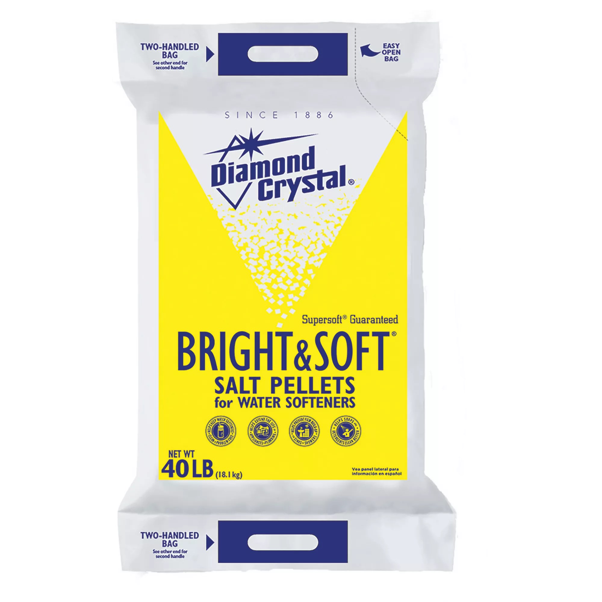 Diamond Crystal Bright & Soft Salt Pellets for Water Softeners, 40 lbs