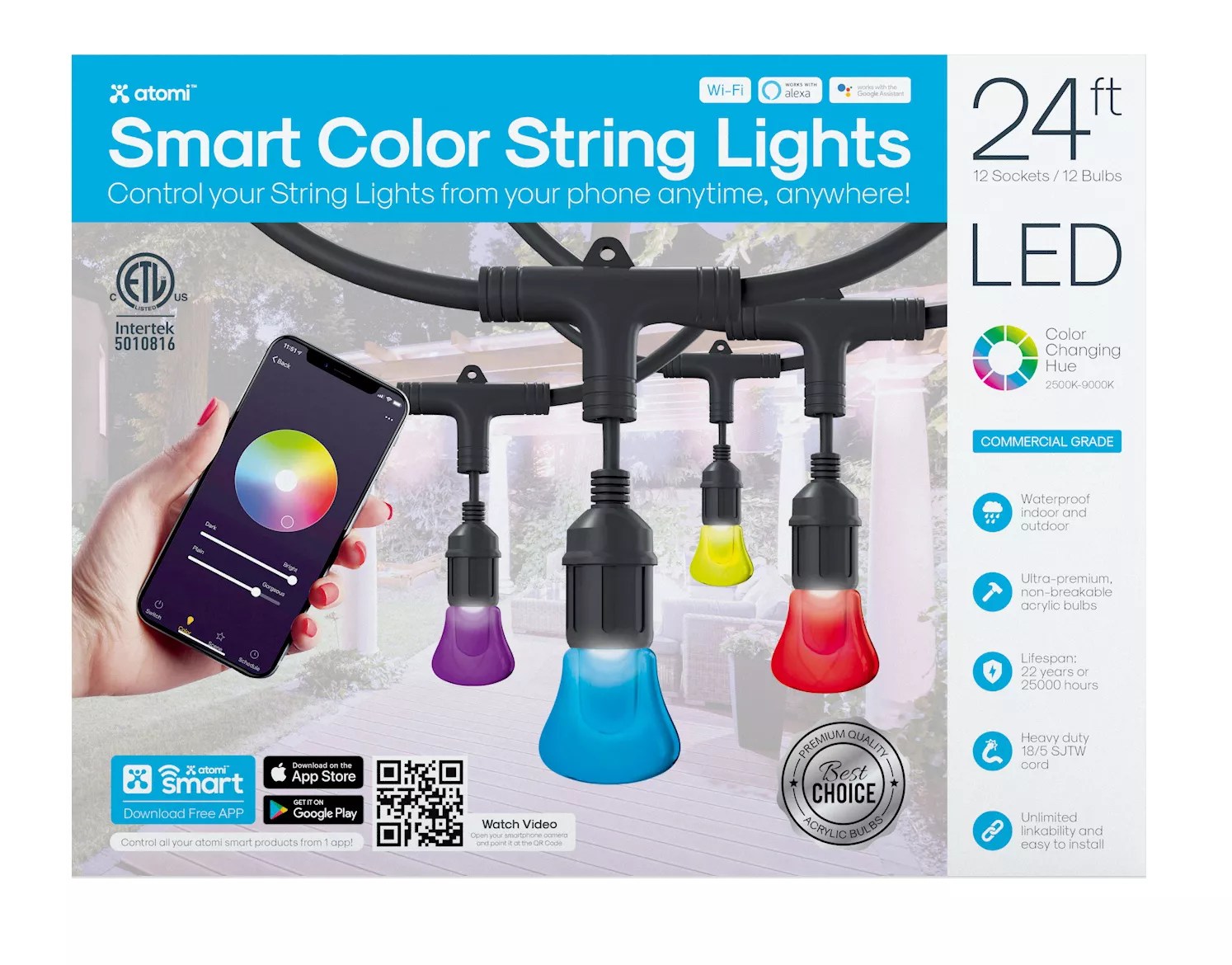 Atomi 24' Color Smart LED String Lights | BJ's Wholesale Club