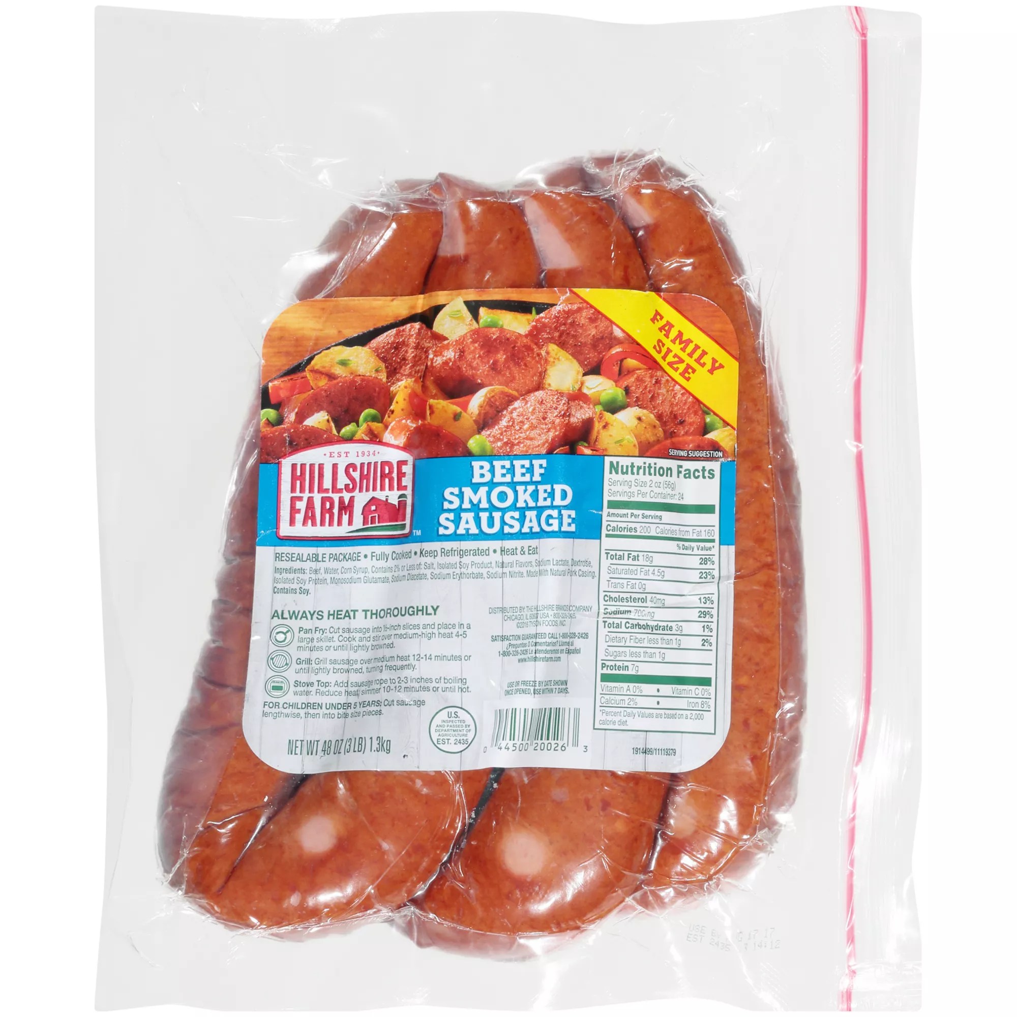 Hillshire Farm Beef Smoked Sausage Family Pack, 48 oz. BJs WholeSale Club