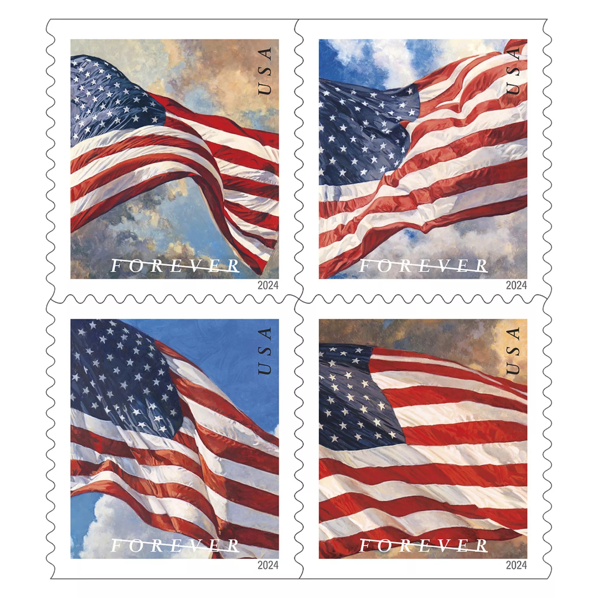 USPS Forever Postage Stamps, 5 pk./20 ct. U.S. Flag BJs WholeSale Club