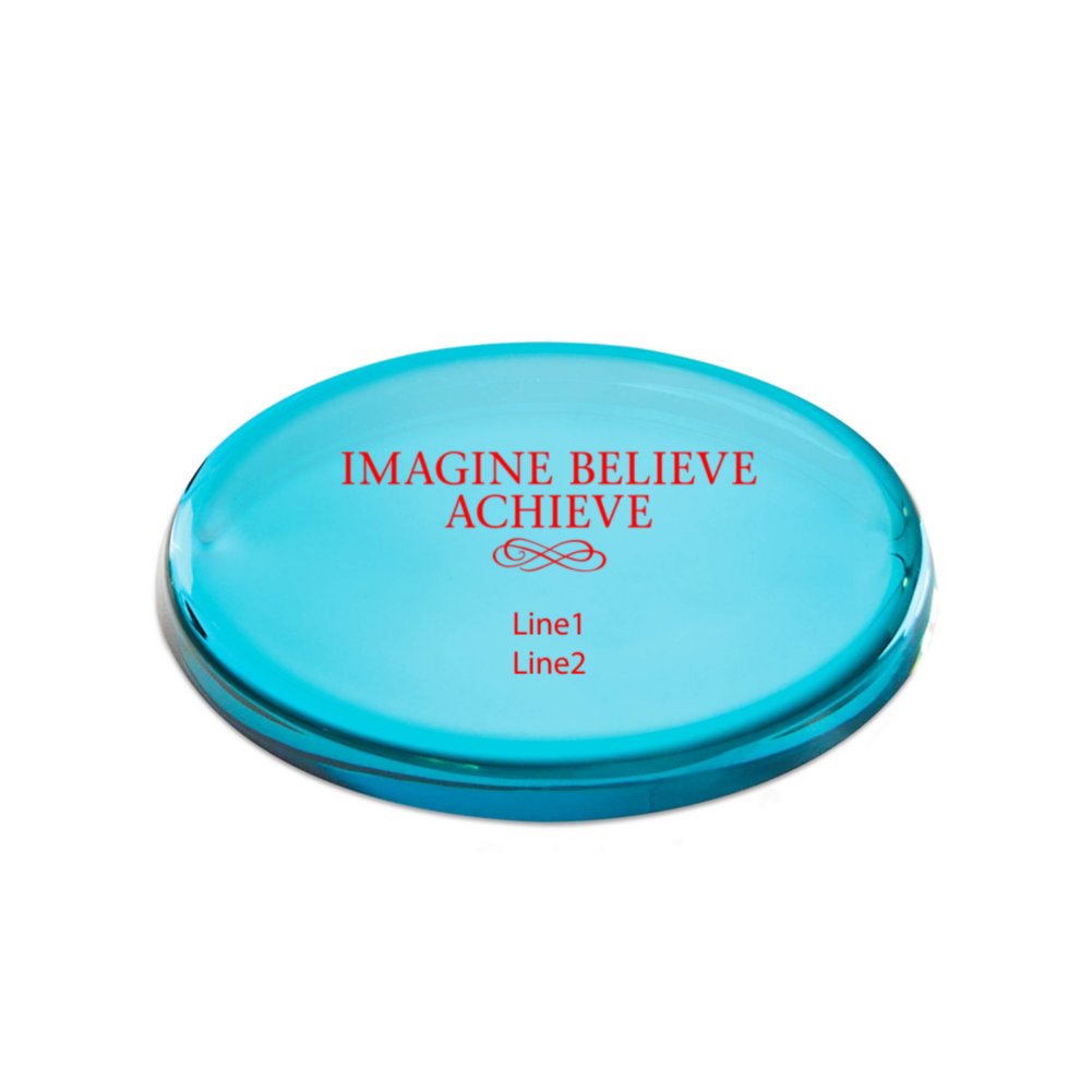 Color Brite Glass Paperweight Aqua Baudville