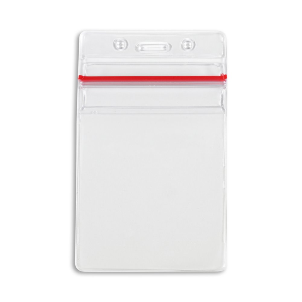 Vertical ID Badge Holder with Sealable Red Stripe IDville