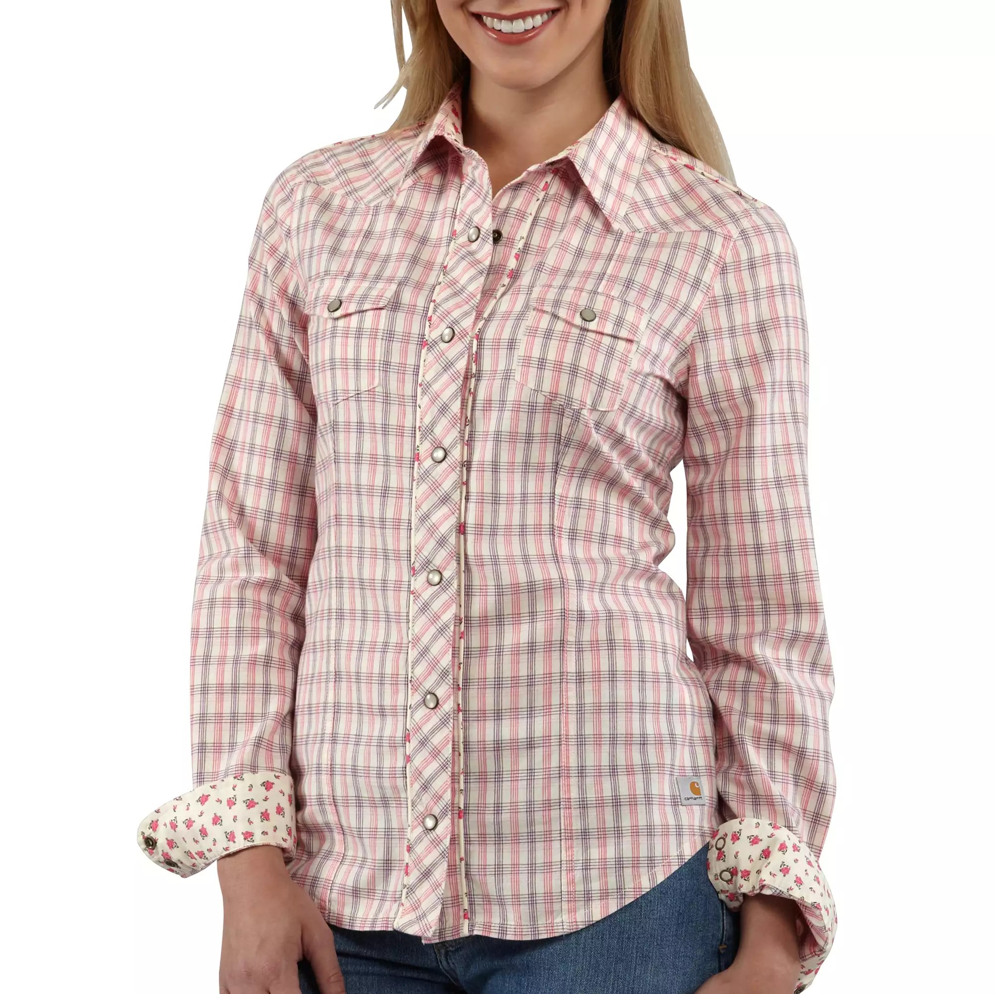 Carhartt Womens Snap Front Plaid Cotton Shirt WS024 eBay