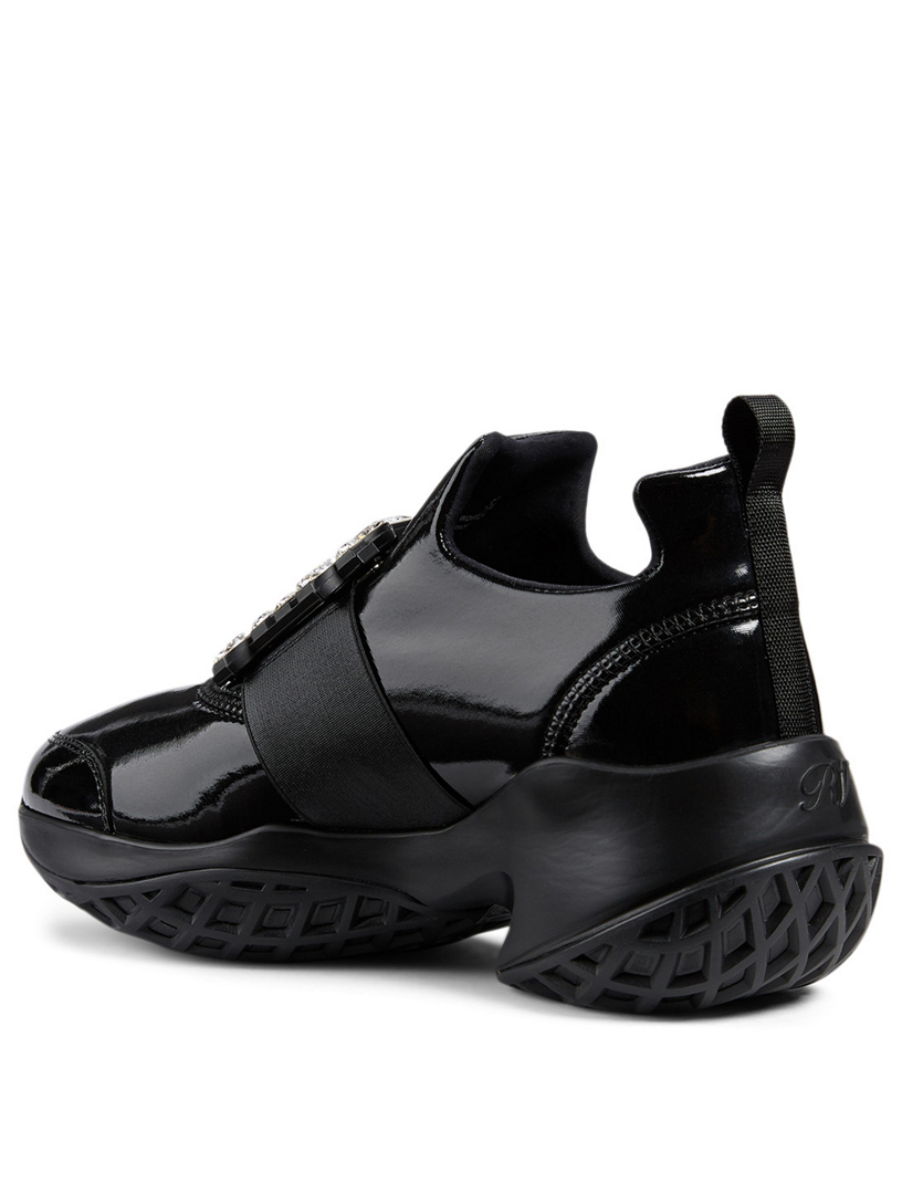 ROGER VIVIER Viv' Run Patent Fabric Sneakers With Crystal Buckle Holt