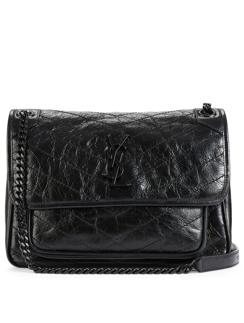 Saint Laurent Kaia Ysl Monogram Leather Crossbody Bag In Black SEMA