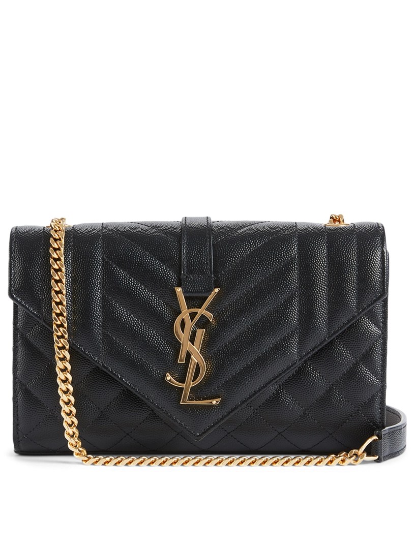 SAINT LAURENT Small Envelope YSL Monogram Leather Chain Bag Holt