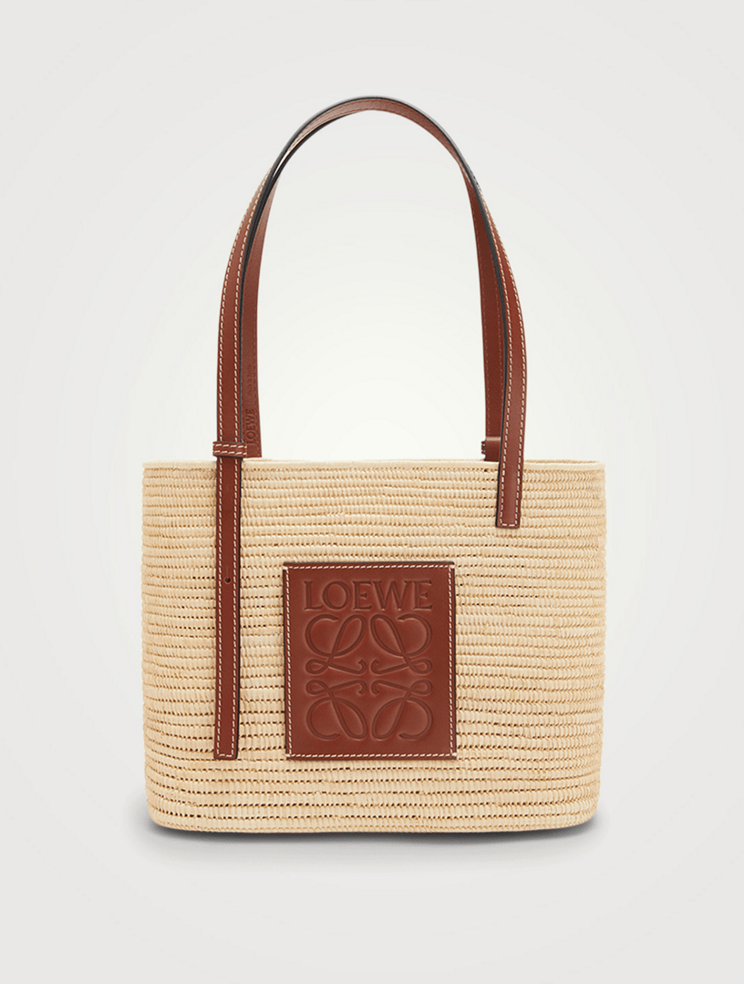 LOEWE Paula's Small Raffia And Leather Square Basket Bag Holt
