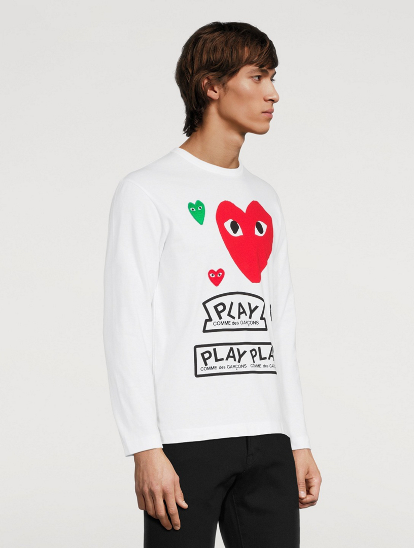 COMME DES GARÇONS PLAY Cotton LongSleeve TShirt With Multi Logo