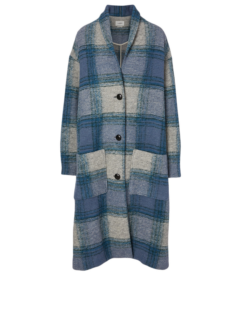 ISABEL MARANT ÉTOILE Elayo WoolBlend Blanket Coat In Plaid Print