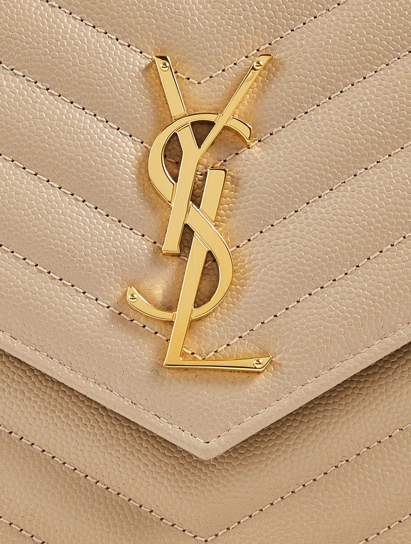 SAINT LAURENT YSL Monogram Leather Chain Wallet Envelope Bag Holt