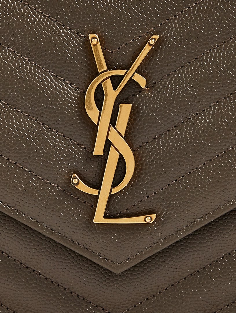 SAINT LAURENT YSL Monogram Leather Chain Wallet Envelope Bag Holt