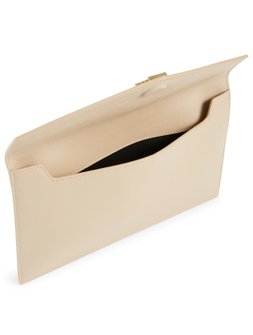 SAINT LAURENT Medium Uptown YSL Monogram Leather Envelope Clutch Bag