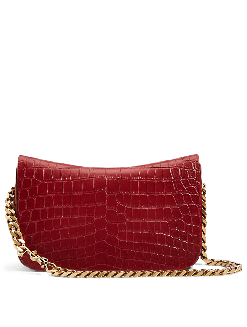 SAINT LAURENT Elise YSL Monogram CrocEmbossed Leather Bag Holt