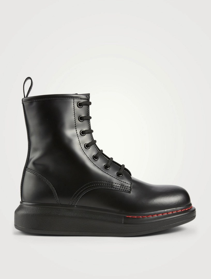 ALEXANDER MCQUEEN Hybrid Leather Combat Boots Holt Renfrew Canada