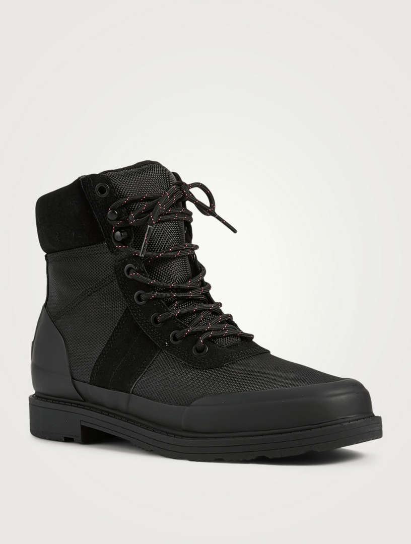 HUNTER Original Insulated Commando Suede And Nylon LaceUp Ankle Boots