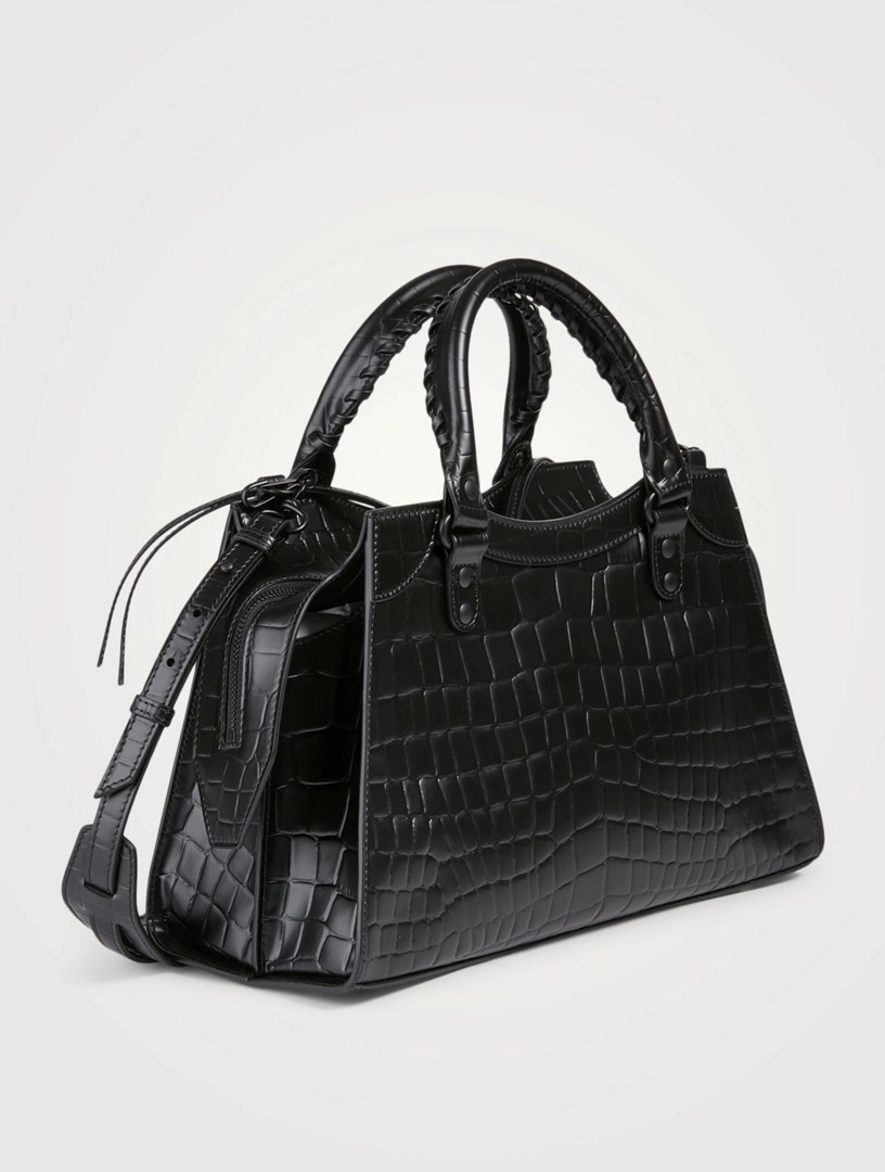 BALENCIAGA Small Neo Classic CrocEmbossed Leather City Bag Holt
