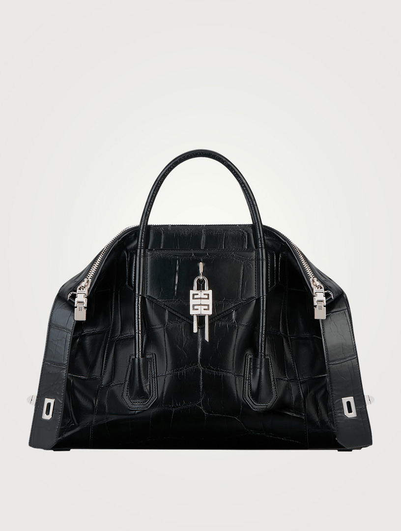 GIVENCHY Medium Antigona Soft CrocEmbossed Leather Bag With Lock