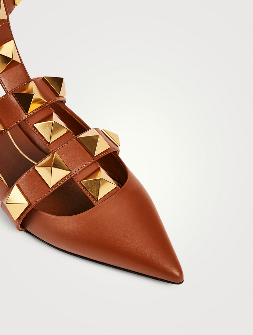 VALENTINO GARAVANI Roman Stud Leather AnkleStrap Ballet Flats Holt