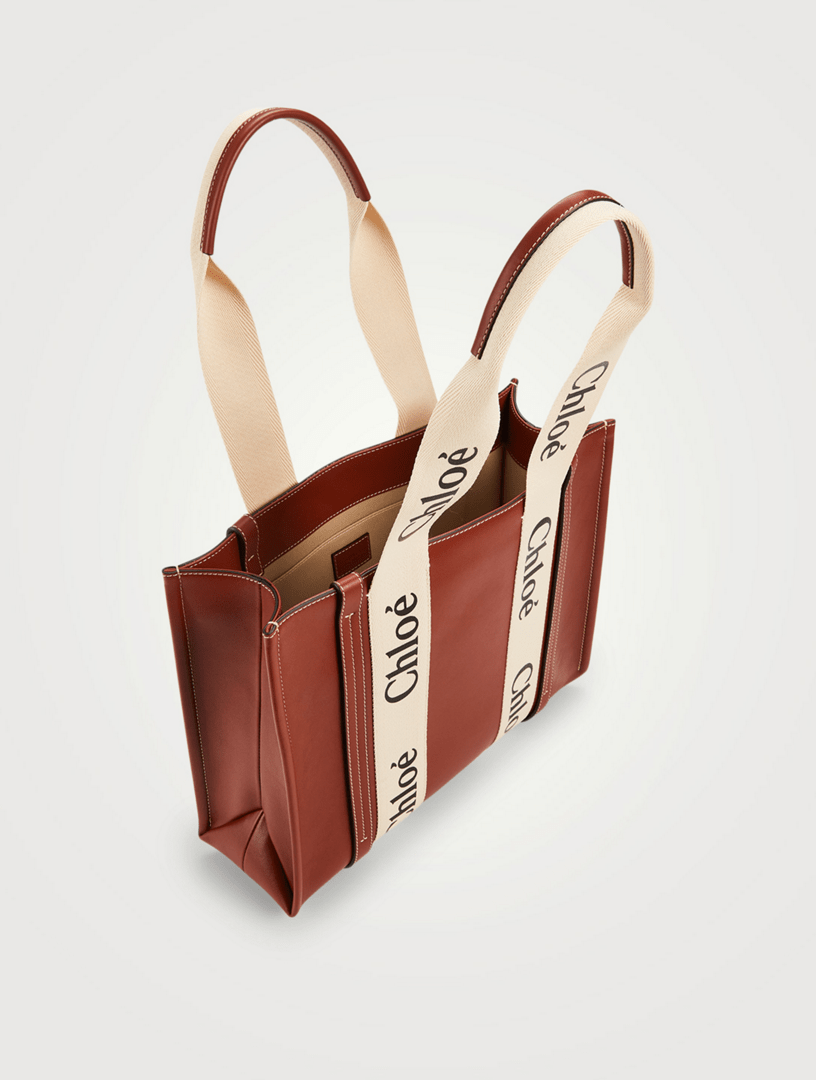 CHLOÉ Medium Woody Leather And Canvas Tote Bag Holt Renfrew Canada