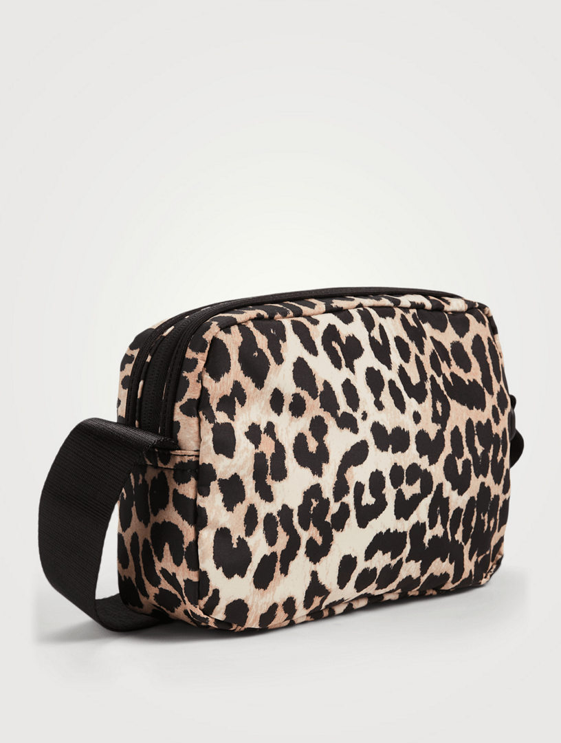 GANNI Festival Recycled Tech Fabric Crossbody Bag In Leopard Print