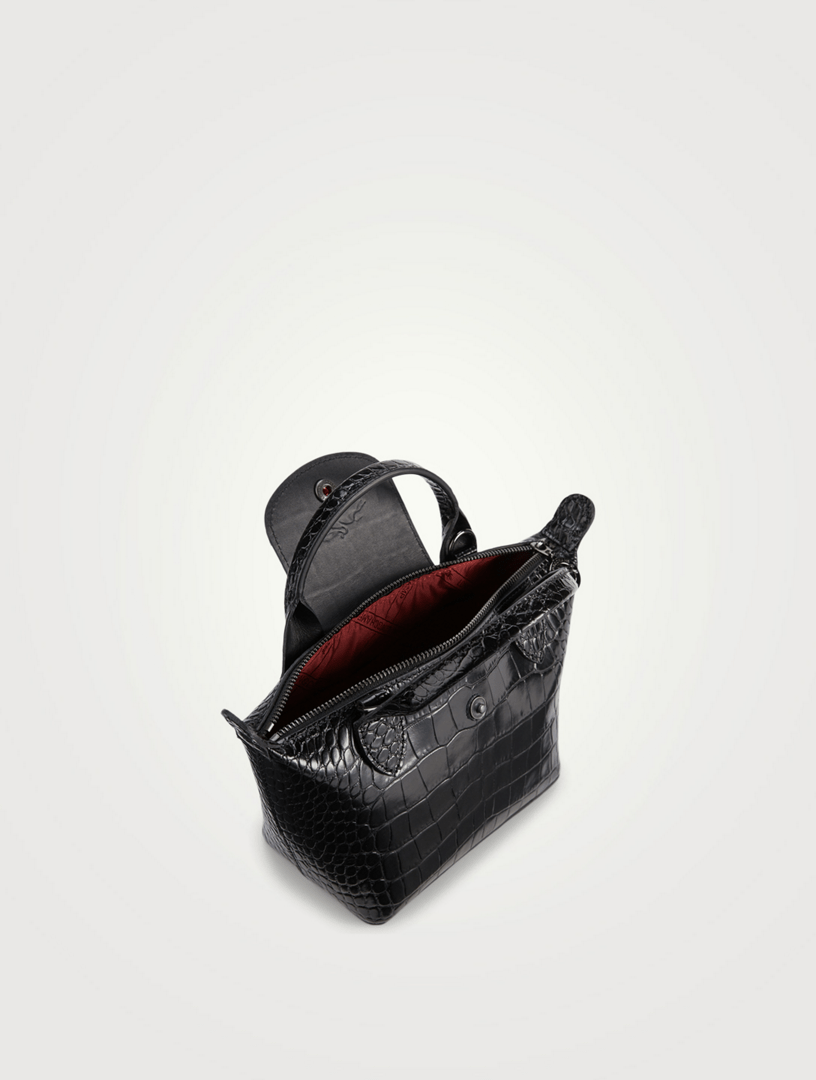 LONGCHAMP XS Le Pliage CrocEmbossed Leather Top Handle Bag Holt