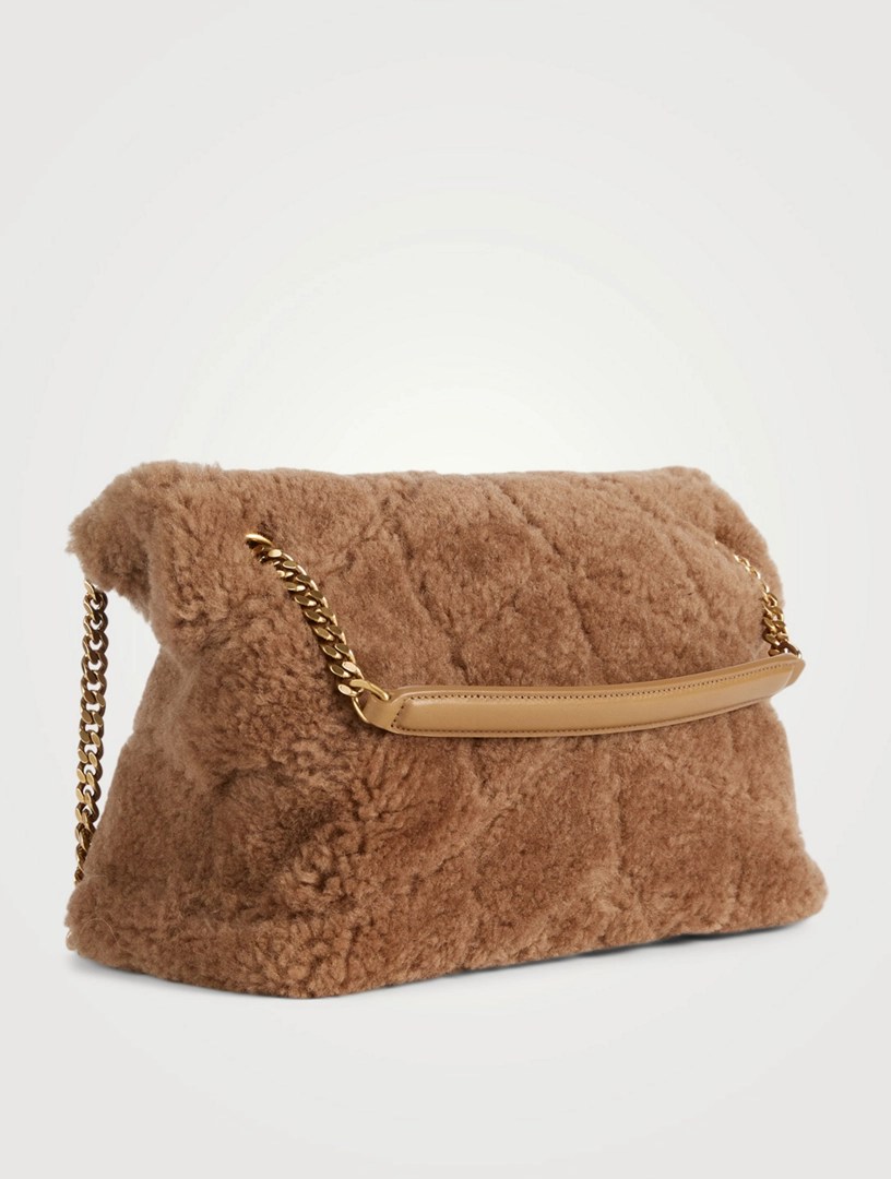 SAINT LAURENT Small Loulou Puffer YSL Monogram Shearling Chain Bag