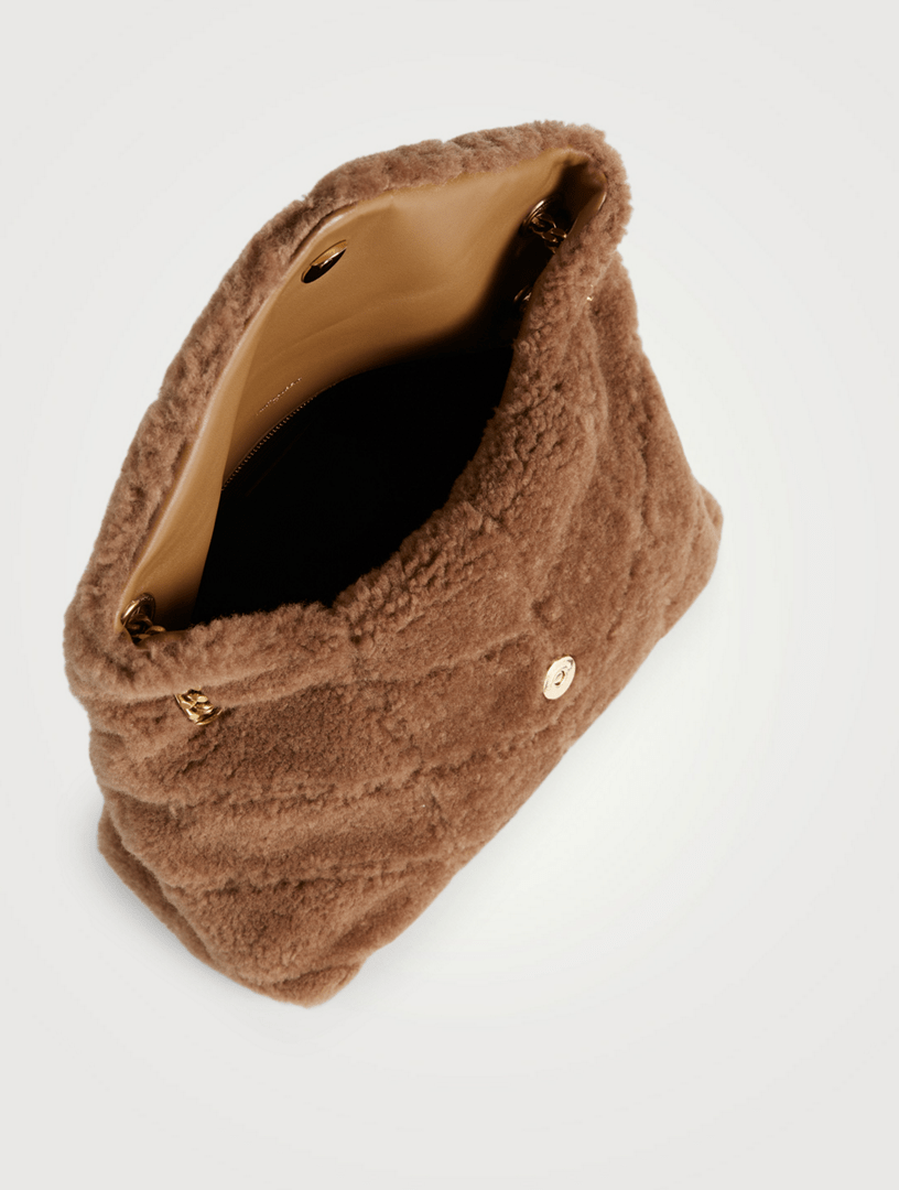 SAINT LAURENT Small Loulou Puffer YSL Monogram Shearling Chain Bag