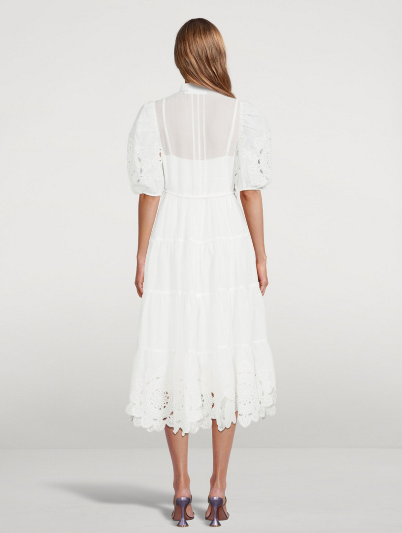 ZIMMERMANN Teddy Scallop Frill Midi Dress Holt Renfrew Canada
