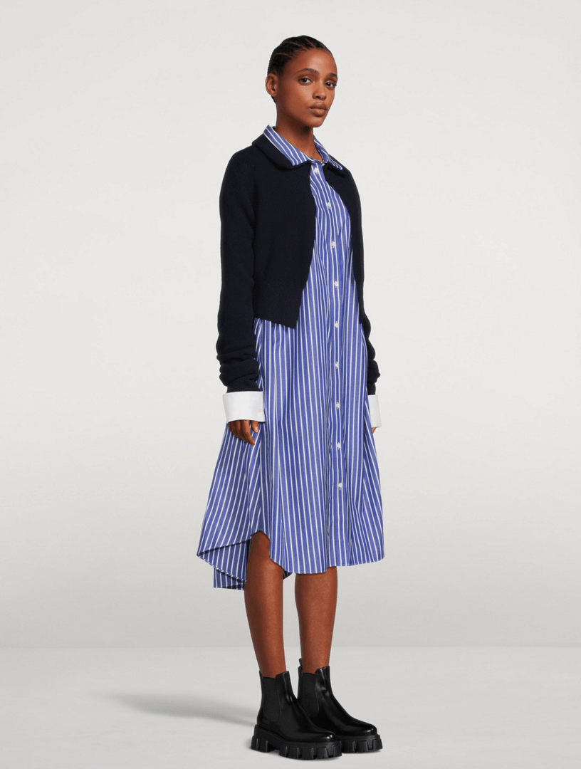 SACAI Cotton Poplin Wool Knit Midi Dress Holt Renfrew Canada