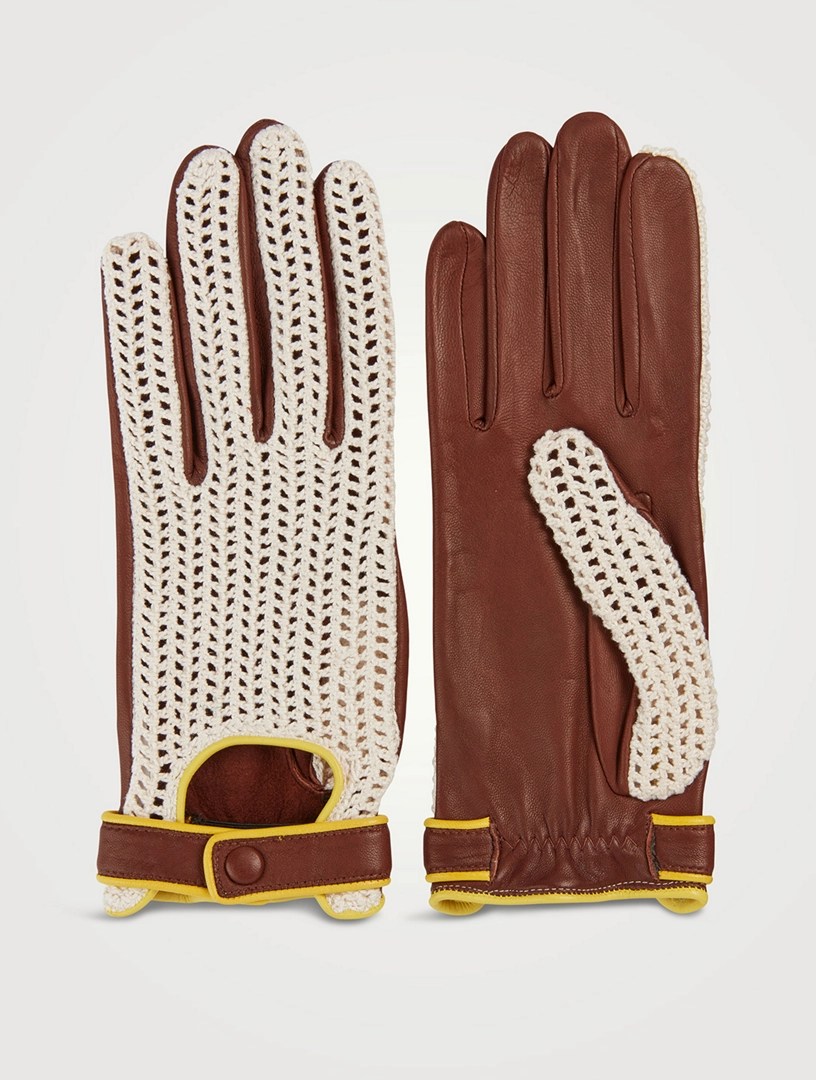 AGNELLE Biarritz Leather And Cotton Driving Gloves Holt Renfrew Canada