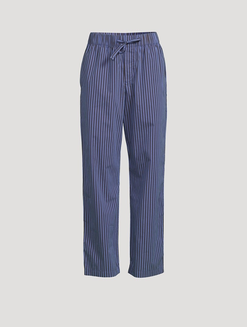 TEKLA Organic Cotton Poplin Pajama Pants In Stripe Print Holt Renfrew
