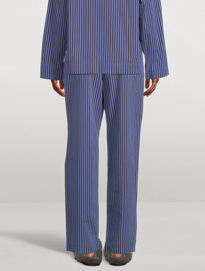 TEKLA Organic Cotton Poplin Pajama Pants In Stripe Print Holt Renfrew